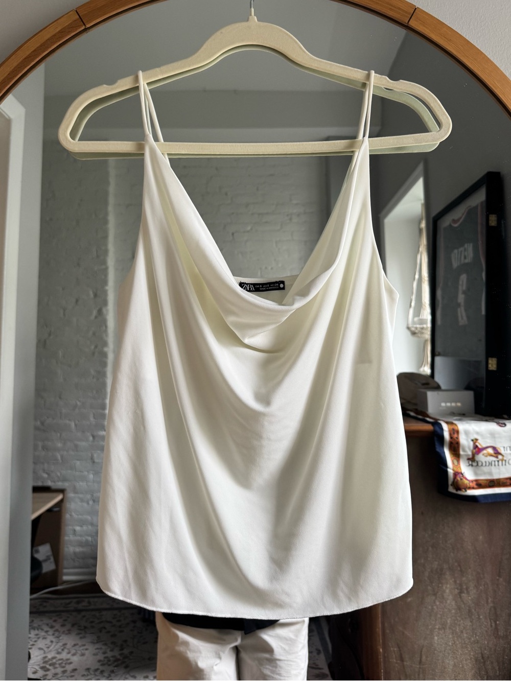Zara Ivory Cowl Neck Satin Camisole